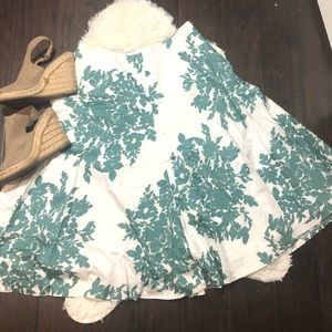Gap White & Teal A-Line Floral Skirt